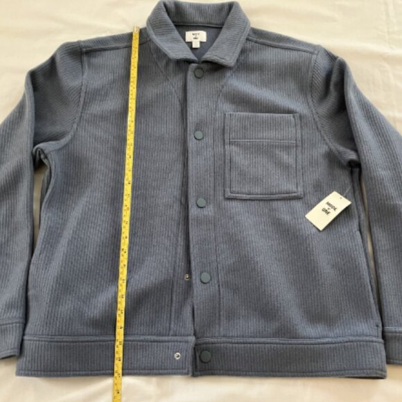 Mode of One Mens Long Sleeve Knit Trucker Jacket Blue Asphalt Size L - Picture 6 of 7